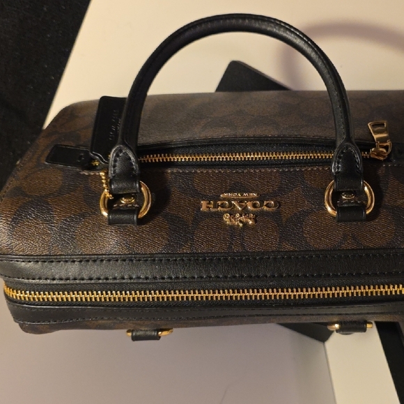 Coach Brown and Black Crossbody Bag with Signature Monogram - Picture 11 of 16